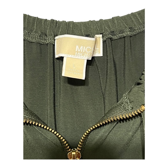 Michael Michael Kors Olive Green Sleeveless Shirt Dress 3/4 Zip Halter Midi - Picture 5 of 8